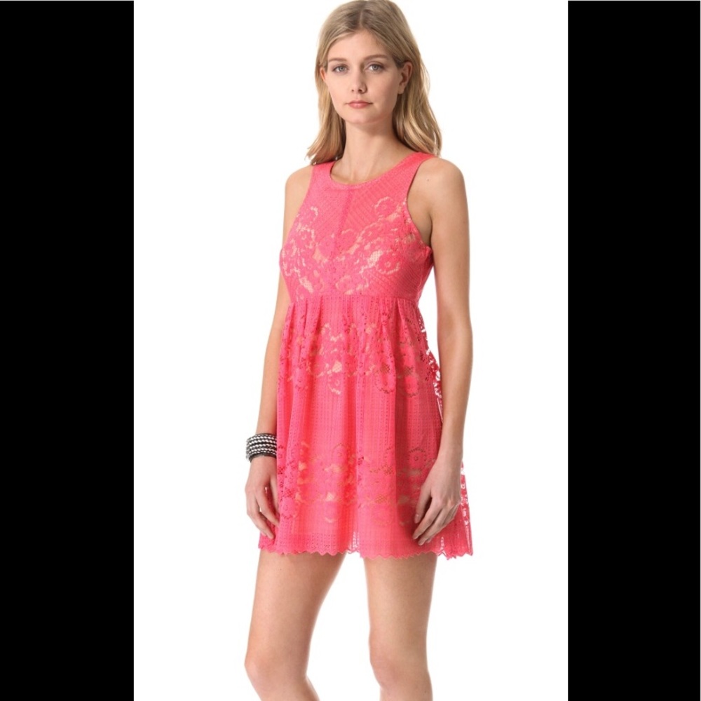 Pink free people lace dress size 8